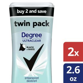 Degree Ultra Clear Black+White Antiperspirant Deodorant, 2.6 oz, Twin Pack