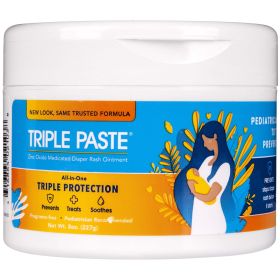 Triple Paste Diaper Rash Cream, Hypoallergenic Medicated Ointment for Babies, 8 oz