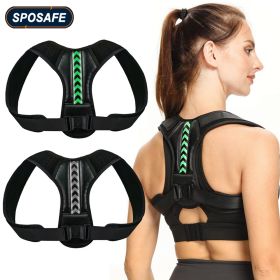 Adjustable Back Shoulder Posture Corrector Belt Clavicle Spine Support Reshape Your Body Home Office Sport Upper Back Neck Brace (Color: Green, size: 2XL-weight 120-135KG)