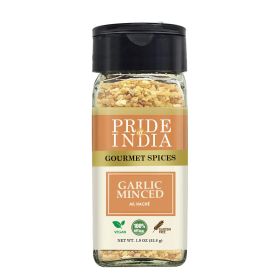 Pride of India â€“ Garlic Minced â€“ Gourmet Seasoning â€“ Ideal for Dips/Sauces/Bread/Salad/Stir-Fries â€“ Ideal Pantry Condiments â€“ Easy to Use (size: 1.9 oz)